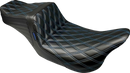 LE PERA Tailwhip Seat - Double Diamond w/ Blue Thread - Black - FLH/FLT '08-'24 LK-587DD-BLUE