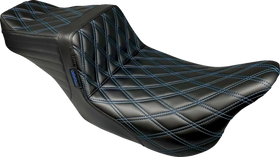 LE PERA Tailwhip Seat - Double Diamond w/ Blue Thread - Black - FLH/FLT '08-'24 LK-587DD-BLUE
