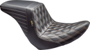 LE PERA Kickflip Up Front Seat - Double Diamond w/ Chestnut Thread - Black - FL/FX '18-'24 LYRU-590DD-CHET