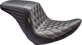 LE PERA Kickflip Up Front Seat - Double Diamond w/ Chestnut Thread - Black - FL/FX '18-'24 LYRU-590DD-CHET
