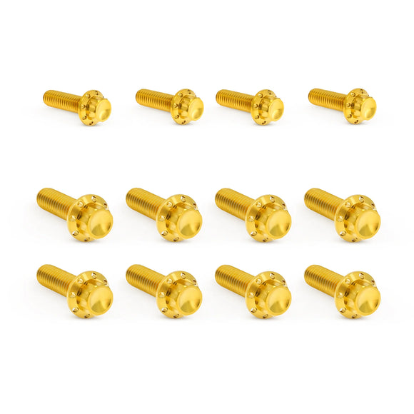 ARLEN NESS Transmission Side Cover & Trap Door Titanium 12-Point Bolt Kits, Gold