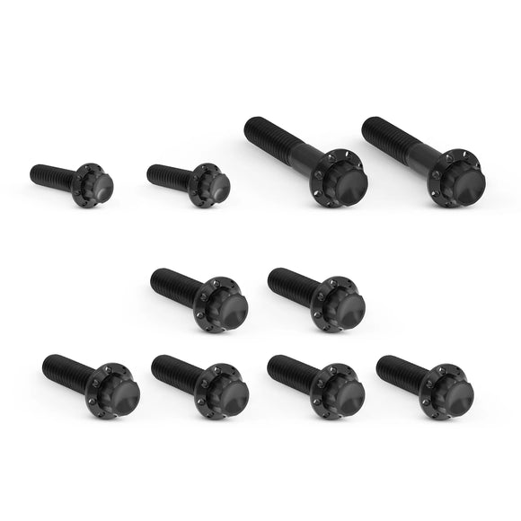 ARLEN NESS Transmission Side Cover & Trap Door Titanium 12-Point Bolt Kits, Black