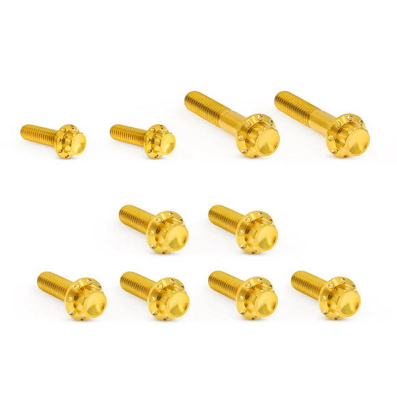 ARLEN NESS Transmission Side Cover & Trap Door Titanium 12-Point Bolt Kits, Gold