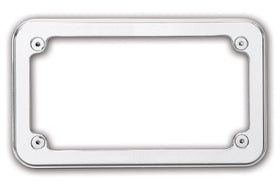 Smooth billet chrome license plate frame #301000 for Harley-Davidson & metric cruisers, 7-1/4 x 4-1/4 inches