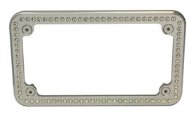 Czechoslovakian clear crystal chrome license plate frame (billet), fits 7-1/4 x 4-1/4 plates for Harley‑Davidson and metric cruisers