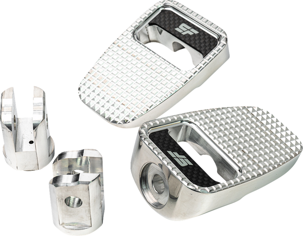 SLYFOX Footpegs - Silver Polished - Front SF-904-01-2