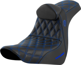 SADDLEMEN Pro Series SDC Performance Seat - w/ Backrest - Blue Stitch - FL/FX '18-'23 SC81829BLURT