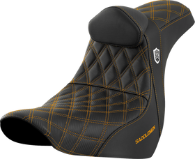 SADDLEMEN Pro Series SDC Performance Seat - w/ Backrest - Gold Stitch - FL/FX '18-'23 SC81829GOLRT