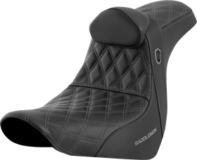 SADDLEMEN Pro Series SDC Performance Seat - w/ Backrest - Gray Stitch - FL/FX '18-'23 SC81829GRERT