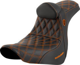 SADDLEMEN Pro Series SDC Performance Seat - w/ Backrest - Orange Stitch - FL/FX '18-'23 SC81829ORART