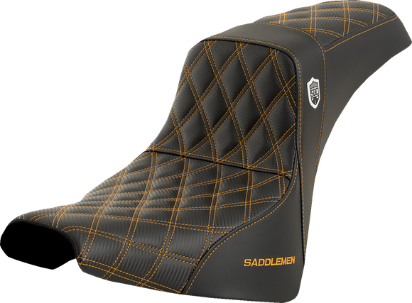 SADDLEMEN Pro Series SDC Performance Seat - w/o Backrest - Gold Stitch - FXBB/FXST '18-'23 SC81830GOL