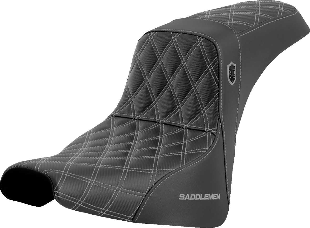 SADDLEMEN Pro Series SDC Performance Seat - w/o Backrest - Silver Stitch - FXBB/FXST '18-'23 SC81830SIL