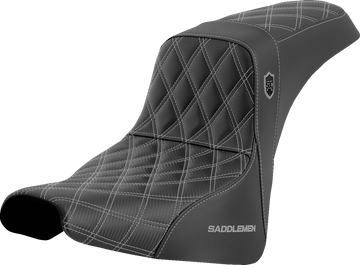 SADDLEMEN Pro Series SDC Performance Seat - w/o Backrest - Silver Stitch - FXBB/FXST '18-'23 SC81830SIL