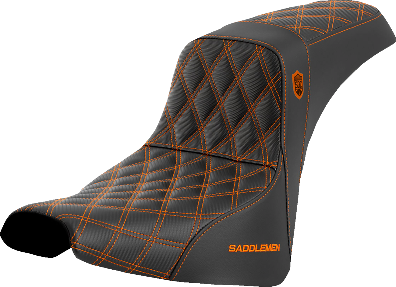 SADDLEMEN Pro Series SDC Performance Seat - w/o Backrest - Orange Stitch - FXBB/FXST '18-'23 SC81830ORA