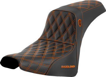 SADDLEMEN Pro Series SDC Performance Seat - w/o Backrest - Orange Stitch - FXBB/FXST '18-'23 SC81830ORA
