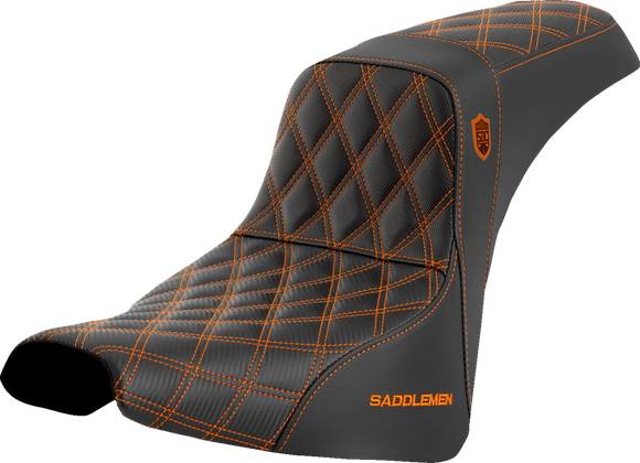 SADDLEMEN Pro Series SDC Performance Seat - w/o Backrest - Orange Stitch - FXBB/FXST '18-'23 SC81830ORA