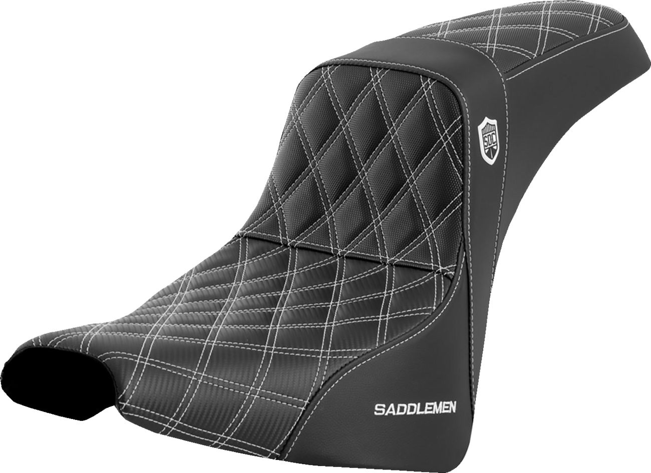 SADDLEMEN Pro Series SDC Performance Seat - w/o Backrest - White Stitch - FXBB/FXST '18-'23 SC81830WHI