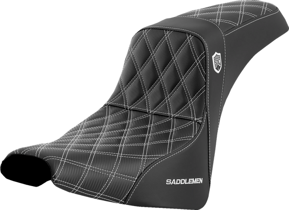 SADDLEMEN Pro Series SDC Performance Seat - w/o Backrest - White Stitch - FXBB/FXST '18-'23 SC81830WHI
