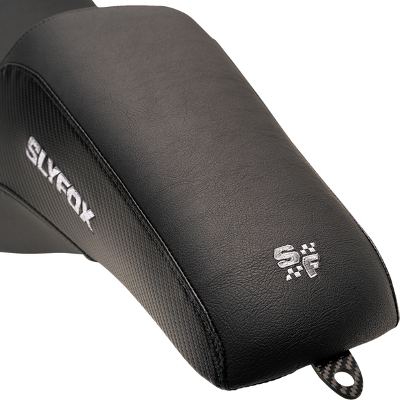 SLYFOX Drifter Seat - Gray Logo - Smooth Vinyl - Carbon Fiber - FL '08-'23 0801-1615
