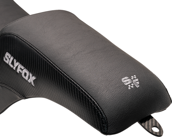 SLYFOX Lowrider Drifter Seat - Gray Logo - Smooth Vinyl - Carbon Fiber - FXLR/FLSB '18-'24 0802-1590