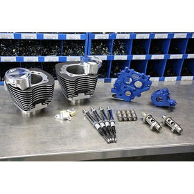 S&S CYCLE 100" Power Package for  Twin Cam 88" Models with 585 Easy Start® Chain Drive Cams - Wrinkle Black