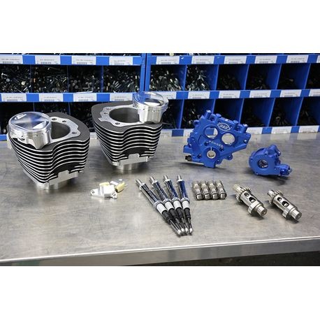 S&S CYCLE 100" Power Package for  Twin Cam 88" Models with 585 Easy Start® Chain Drive Cams - Wrinkle Black