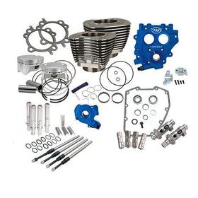 S&S CYCLE 100" Power Package for  Twin Cam 88" Models with 585 Easy Start® Chain Drive Cams - Wrinkle Black - 0