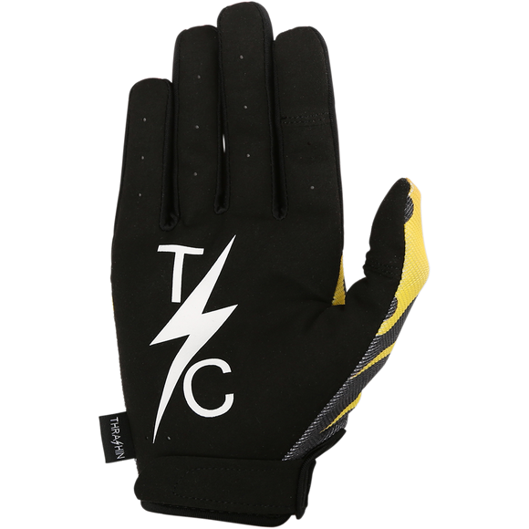 Thrashin Supply Co. Stealth Riding Gloves Flame – hot rod flame graphic synthetic palm motorcycle gloves