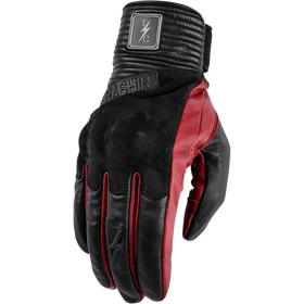 Thrashin Supply Co. Boxer Gloves in Red - cowhide leather motorcycle riding gloves with PVC knuckle protection