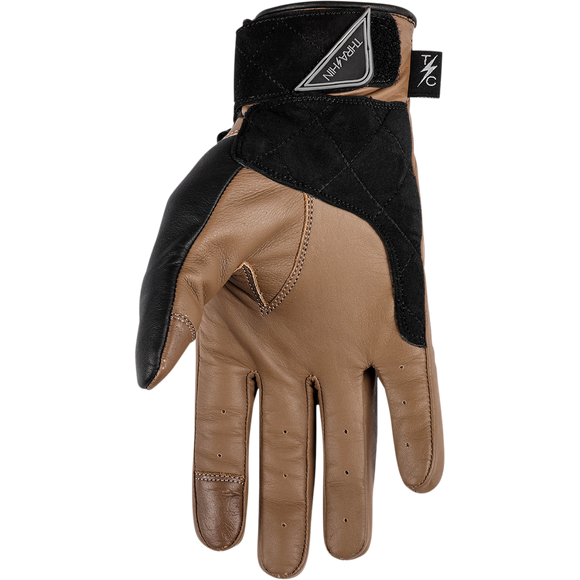 Thrashin Supply Co. Boxer Gloves in Tan - cowhide leather motorcycle riding gloves with PVC knuckle protection and suede impact zones