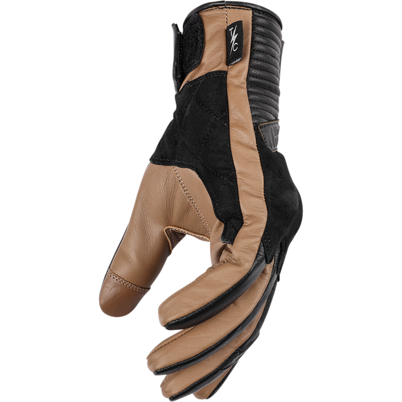Thrashin Supply Co. Boxer Gloves in Tan - cowhide leather motorcycle riding gloves with PVC knuckle protection and suede impact zones