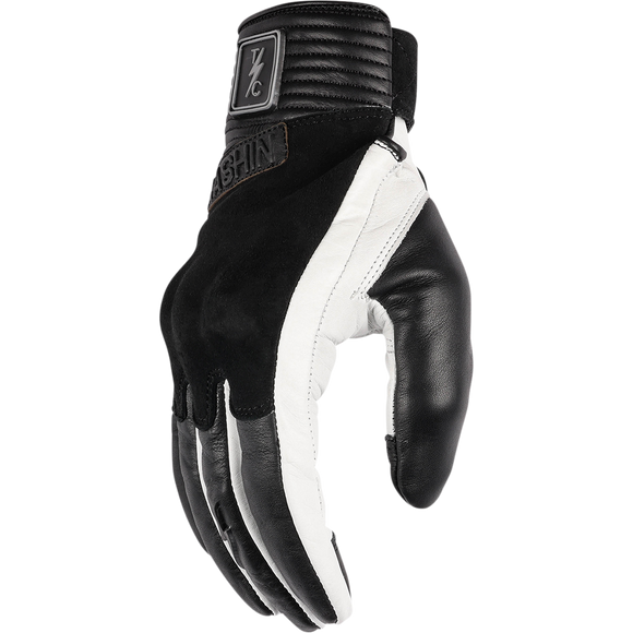 Thrashin Supply Co. Boxer Gloves in White - cowhide leather motorcycle riding gloves with molded knuckle protection and touchscreen-compatible fingertips