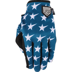 Thrashin Supply Co. Stars & Bolts Stealth Gloves – patriotic graphic seamless synthetic palm motorcycle gloves