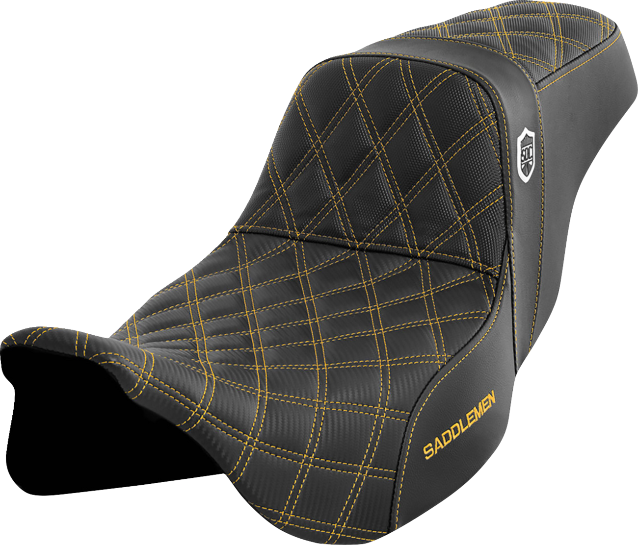 SADDLEMEN Pro Series SDC Performance Seat - w/o Backrest - Gold Stitch - FLH/FLT '08-'23 SC80807GOL