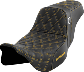 SADDLEMEN Pro Series SDC Performance Seat - w/o Backrest - Gold Stitch - FLH/FLT '08-'23 SC80807GOL
