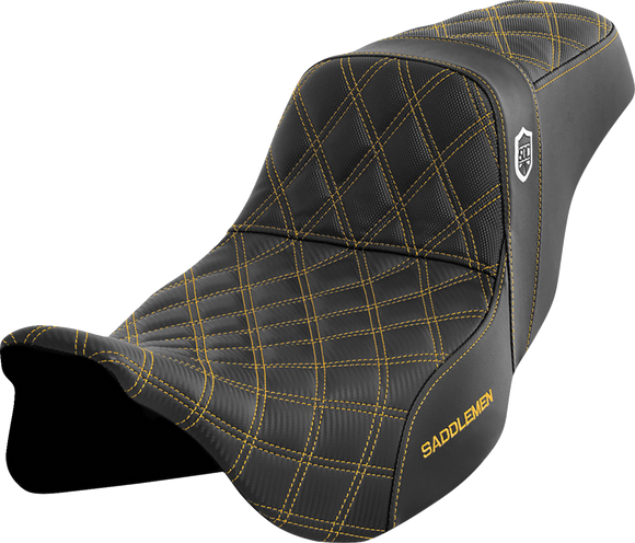 SADDLEMEN Pro Series SDC Performance Seat - w/o Backrest - Gold Stitch - FLH/FLT '08-'23 SC80807GOL