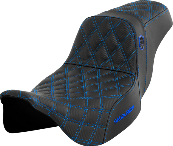 SADDLEMEN Pro Series SDC Performance Seat - w/o Backrest - Blue Stitch - FLH/FLT '08-'23 SC80807BLU