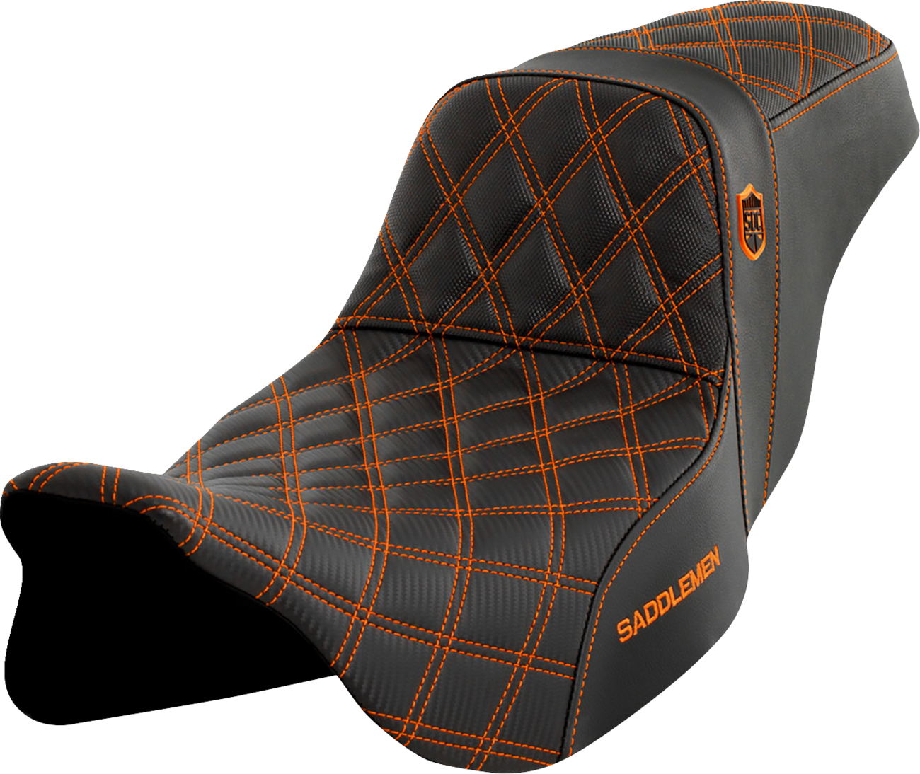 SADDLEMEN Pro Series SDC Performance Seat - w/o Backrest - Orange Stitch - FLH/FLT '08-'23 SC80807ORA