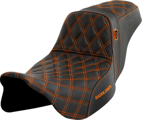 SADDLEMEN Pro Series SDC Performance Seat - w/o Backrest - Orange Stitch - FLH/FLT '08-'23 SC80807ORA