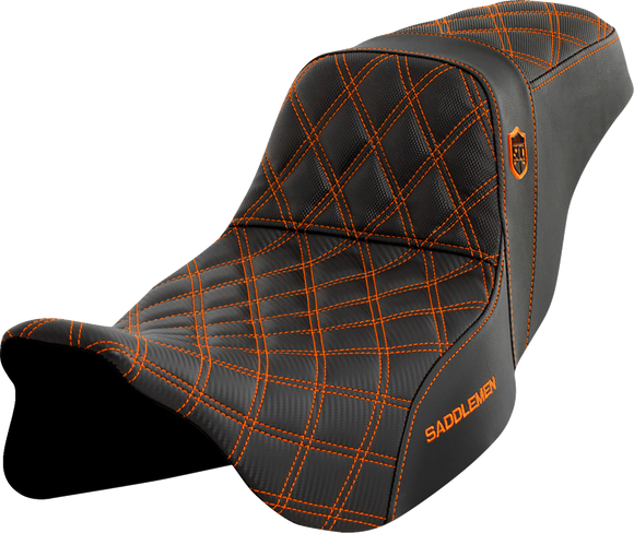 SADDLEMEN Pro Series SDC Performance Seat - w/o Backrest - Orange Stitch - FLH/FLT '08-'23 SC80807ORA
