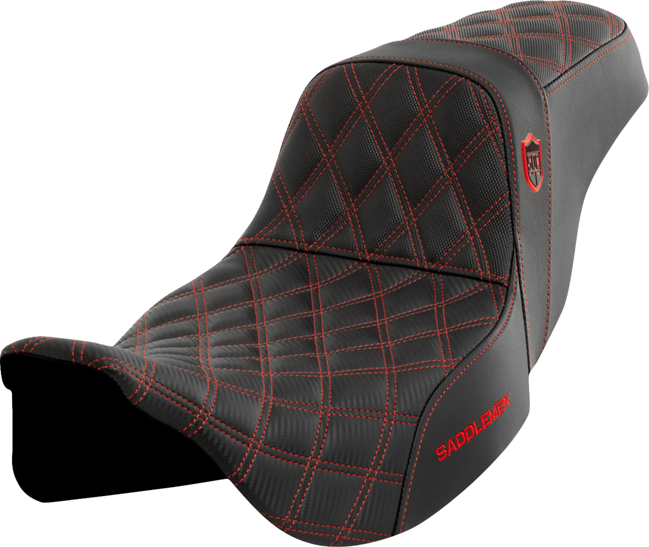 SADDLEMEN Pro Series SDC Performance Seat - w/o Backrest - Red Stitch - FLH/FLT '08-'23 SC80807RED
