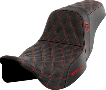 SADDLEMEN Pro Series SDC Performance Seat - w/o Backrest - Red Stitch - FLH/FLT '08-'23 SC80807RED
