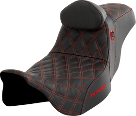 SADDLEMEN Pro Series SDC Performance Seat - w/ Backrest - Red Stitch - FLH/FLT '08-'23 SC80807REDRT