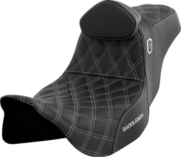 SADDLEMEN Pro Series SDC Performance Seat - w/ Backrest - Silver Stitch - FLH/FLT '08-'23 SC80807SILRT
