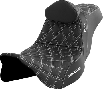 SADDLEMEN Pro Series SDC Performance Seat - w/ Backrest - White Stitch - FLH/FLT '08-'23 SC80807WHIRT