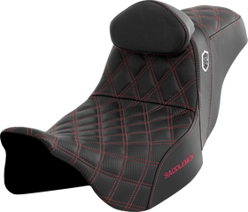 SADDLEMEN Pro Series SDC Performance Seat - w/ Backrest - Wine Berry Stitch - FLH/FLT '08-'23 SC80807WINRT