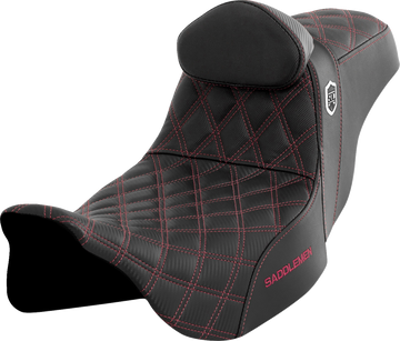 SADDLEMEN Pro Series SDC Performance Seat - w/ Backrest - Wine Berry Stitch - FLH/FLT '08-'23 SC80807WINRT