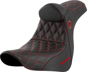 SADDLEMEN Pro Series SDC Performance Seat - w/ Backrest - Red Stitch - FL/FX '18-'23 SC81829REDRT