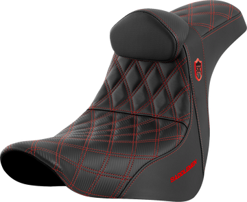 SADDLEMEN Pro Series SDC Performance Seat - w/ Backrest - Red Stitch - FL/FX '18-'23 SC81829REDRT