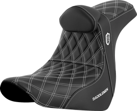 SADDLEMEN Pro Series SDC Performance Seat - w/ Backrest - White Stitch - FL/FX '18-'23 SC81829WHIRT